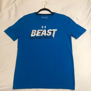 Under Armour BEAST ON THE FIELD Blue T-Shirt Print Men's Medium